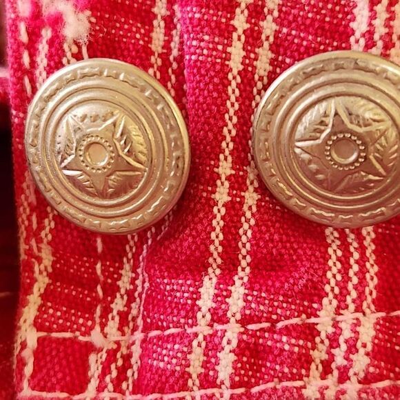 No excuses Sexy Tough Jeanwear 90s red plaid overall mini dress M 100% cotton - Picture 4 of 5